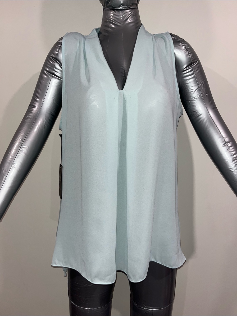 Vince Camuto Pale Bluish Green V-Neck Sleeveless Top
